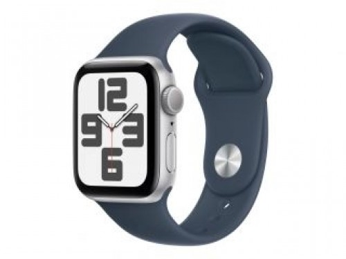 Apple  
         
       Watch SE GPS 40mm Silver Aluminium Case with Storm Blue Sport Band - S/M image 1