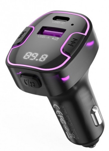 XO FM трансмиттер + зарядное устройство BCC12 BT MP3, черный image 1