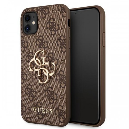 Guess case for iPhone 11 | XR from the 4G Big Metal Logo series - brown image 1