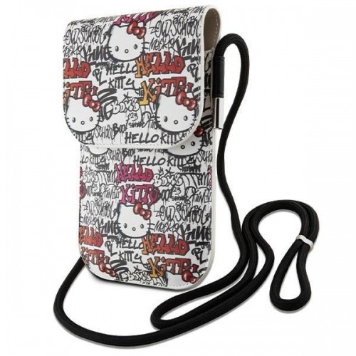 Hello Kitty Leather Tags Graffiti Cord bag - beige image 1