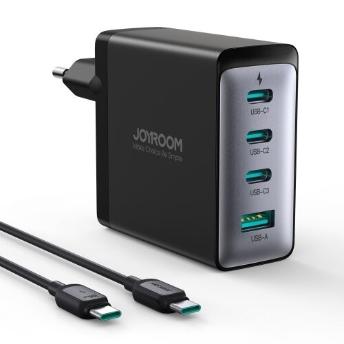 Joyroom JR-TCG04EU 100W GaN charger 3x USB-C USB-A + USB-C | USB-C cable 100W - black image 1