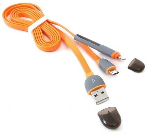 Platinet cable USB - microUSB/Lightning 1m, orange (42873) image 1