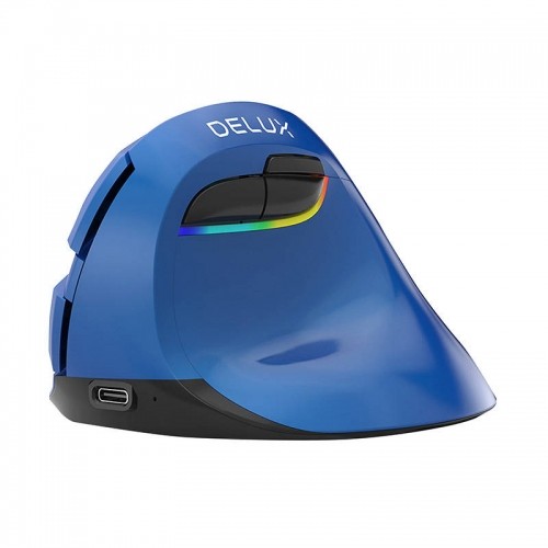 Wireless Vertical Mouse Delux M618Mini BT4.0 + 2.4Ghz 4000DPI RGB (blue) image 1