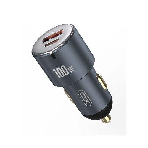 XO car charger CC47 PD QC 3.0 100W 1x USB 1x USB-C dark gray image 1
