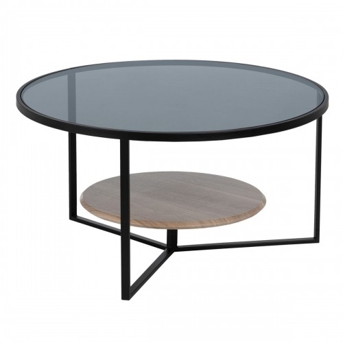 Bigbuy Home Centrālais galds Melns Dabisks Stikls Dzelzs Koks MDF 75 x 75 x 40 cm image 1