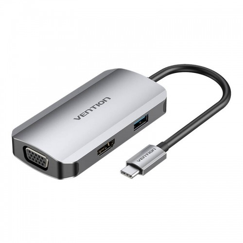 USB-C Docking Station to HDMI, VGA, USB 3.0, PD 0.15m Vention TOAHB, gray image 1