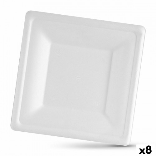 Plāksņu komplekts Algon Vienreizējas lietošanas Balts Cukurniedre Kvadrāta 26 cm (8 gb.) image 1