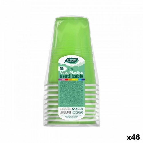 Vairākkārt lietojamu glāžu komplekts Algon Zaļš 48 gb. 450 ml (10 Daudzums) image 1