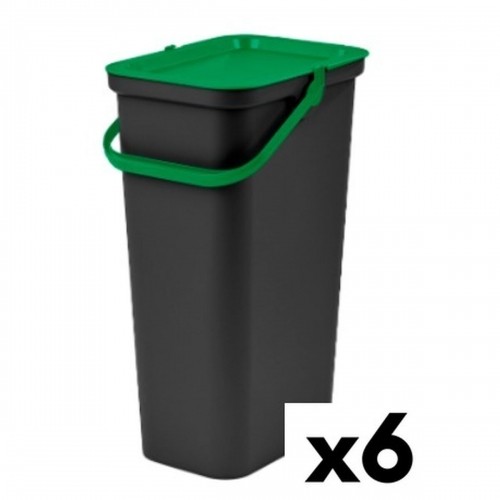Atkārtoti Pārstrādājamo Atkritumu Tvertne Tontarelli Moda 24 L Melns Zaļš (6 gb.) image 1
