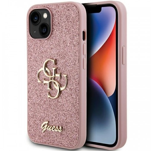 Guess GUHCP15MHG4SGP iPhone 15 Plus 6.7" różowy|pink hardcase Glitter Script Big 4G image 1