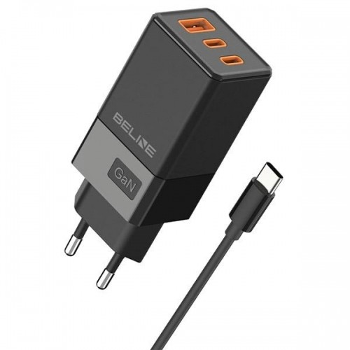 Beline Ład. siec. 2x USB-C + 1x USB 65W + kabel USB-C czarny|black PD 3.0 + QC 3.0  BLN3CB65C GaN image 1