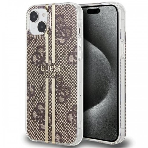 Guess GUHCP15MH4PSEGW iPhone 15 Plus | 14 Plus 6.7" brązowy|brown hardcase IML 4G Gold Stripe image 1