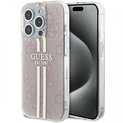 Guess GUHCP14XH4PSEGP iPhone 14 Pro Max 6.7" różowy|pink hardcase IML 4G Gold Stripe image 1