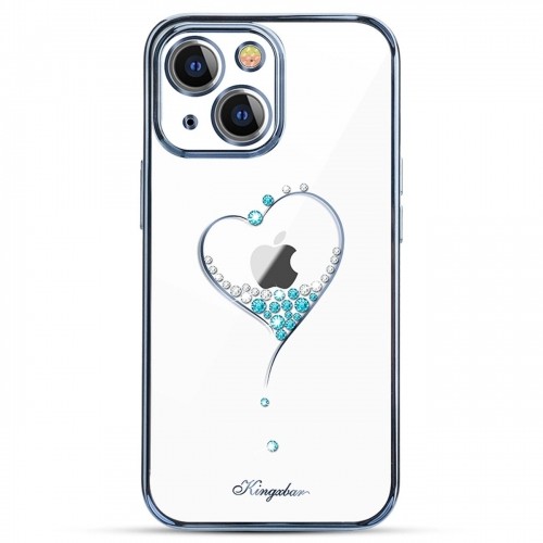 Kingxbar Wish Series silicone case with crystals for iPhone 15 - blue image 1