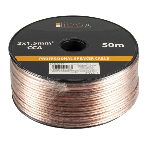 Libox Kabel głośnikowy 2x1,50mm LB0008-50 audio cable 50 m Transparent image 1