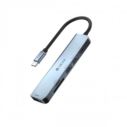 Devia adapter HUB 5in1 USB-C 3.1 to 3x USB 3.0 + SD|TF + PD deep gray image 1