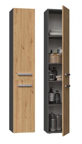 Top E Shop Topeshop NEL II ANT/ART bathroom storage cabinet Graphite, Oak image 1