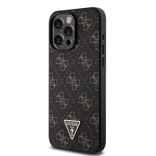 Guess PU Leather 4G Triangle Metal Logo Case for iPhone 15 Pro Max Black image 1