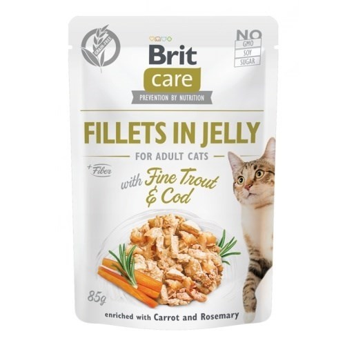 BRIT Care Fillets in Jelly - trout and cod fillets in jelly - wet cat food - 85 g image 1