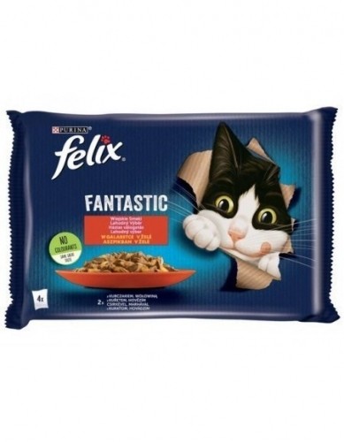 Purina Nestle Felix Fantastic in jelly Beef with Chicken 340 g (4 x 85 g) image 1