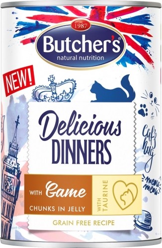 BUTCHER'S Delicious Dinners Pieces with venison in jelly - wet cat food - 400g image 1