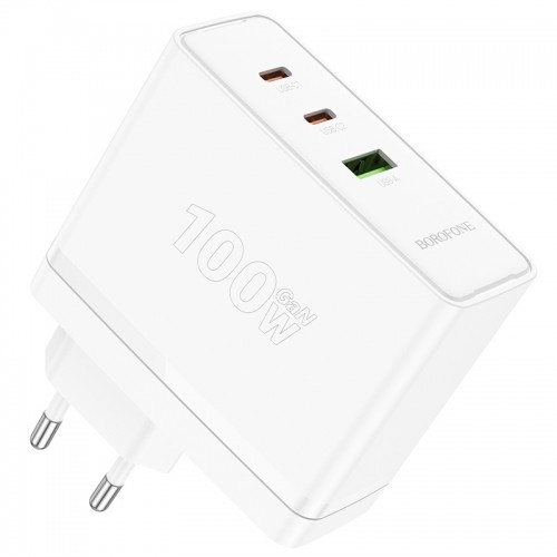 OEM Borofone Wall charger BN11 Imperial - USB + 2xType C - QC 3.0 PD 100W white image 1