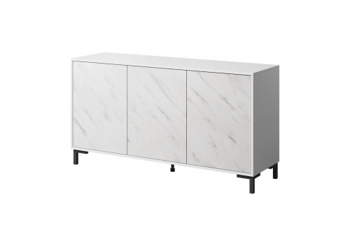 Cama Meble MARMO 3D chest of drawers 150x45x80.5 cm white matt/marble white image 1