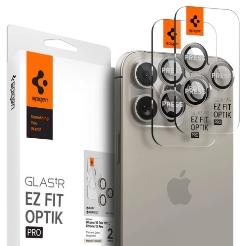 Apple Spigen Optik.tR EZ Fit Camera Protector for iPhone 14 Pro | Pro Max | 15 Pro | Pro Max - natural titanium 2 pcs. image 1