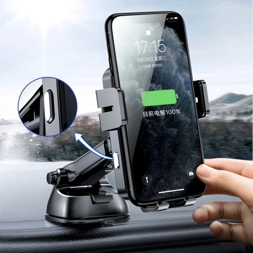 Joyroom Three Axis Qi wireless 15 W automatic car charger electric phone holder (air vent old model) black (JR-ZS219) image 1