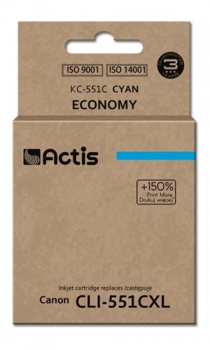 Actis KC-551C ink (replacement for Canon CLI-551C; Standard; 12 ml; cyan (with chip) image 1