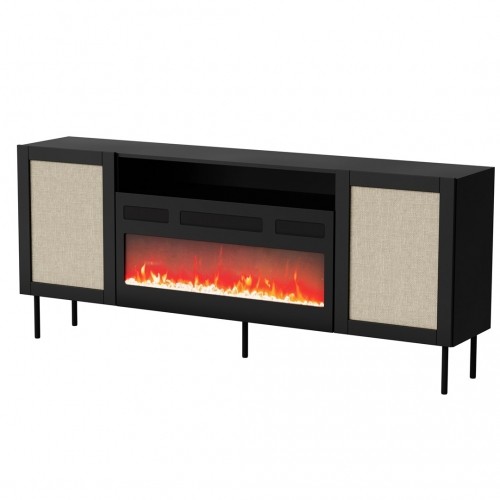 Cama Meble JUTA EF chest of drawers + electric fireplace 202x39.5x85 black + linol calabria image 1