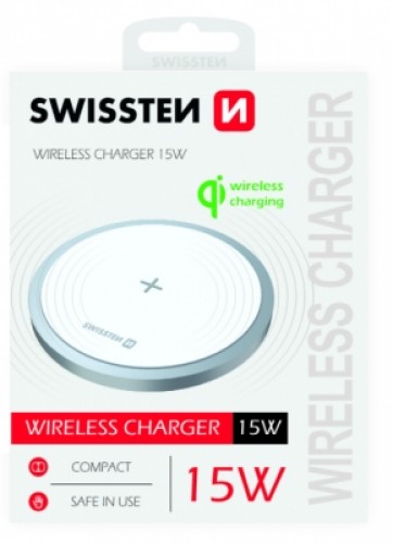 Swissten 15W Bezvadu lādētājs ar USB-C 1.5m kabeli image 1