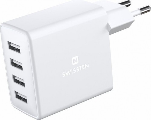 Swissten Smart IC Premium Tīkla Lādētājs USB 4 x USB 4A | 20W  Ar Automātisku Strāvas Stipruma Identifikāciju image 1