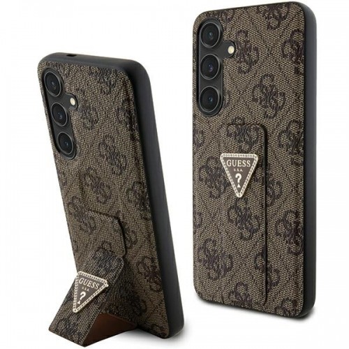 Guess GUHCS24SPGS4TDW S24 S921 brązowy|brown hardcase Grip Stand 4G Triangle Strass image 1