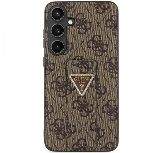 Guess GUHCS24LPGS4TDW S24 Ultra S928 brązowy|brown hardcase Grip Stand 4G Triangle Strass image 1