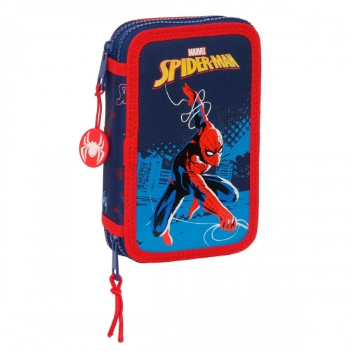 Двойной пенал Spider-Man Neon Тёмно Синий 12.5 x 19.5 x 4 cm (28 Предметы) image 1
