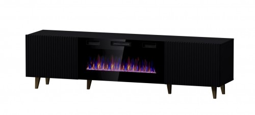 Cama Meble RTV cabinet PAFOS EF with electric fireplace 180x42x49 black matt image 1