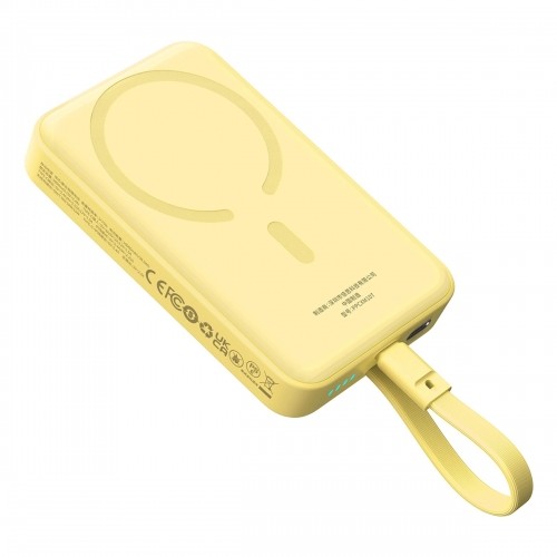 Baseus Magnetic Mini MagSafe 10000mAh 30W powerbank with built-in Lightning cable - yellow + Baseus Simple Series USB-C - USB-C 60W 0.3m cable image 1