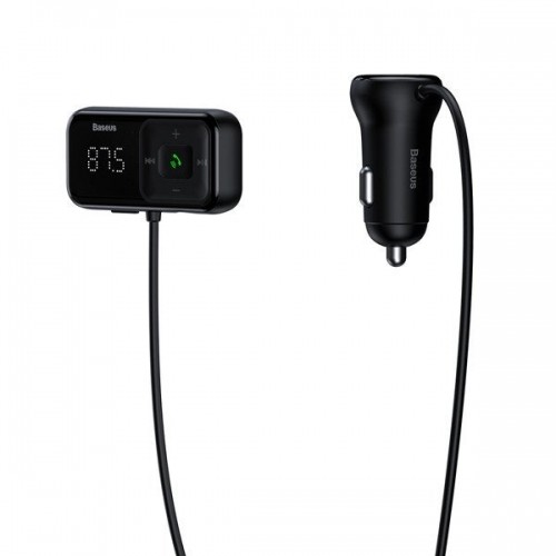 Wireless Bluetooth FM transmitter with charger Baseus S-16 (Overseas edition) - black image 1