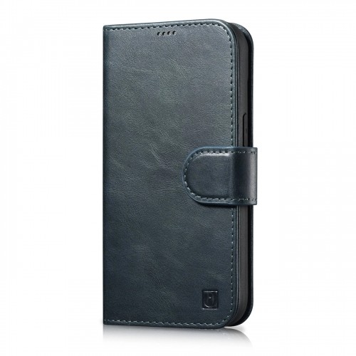 iCarer Oil Wax Wallet Case 2in1 Cover iPhone 14 Pro Anti-RFID Leather Flip Case Blue (WMI14220722-BU) image 1