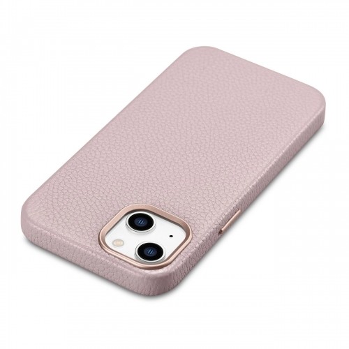 iCarer Litchi Premium Leather Case iPhone 14 Plus Magnetic Leather Case with MagSafe Pink (WMI14220711-PK) image 1