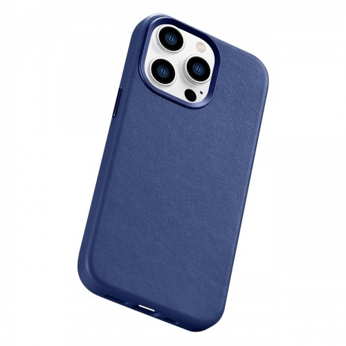 iCarer Case Leather Cover Genuine Leather Case for iPhone 14 Pro Max blue (WMI14220708-BU) (MagSafe compatible) image 1