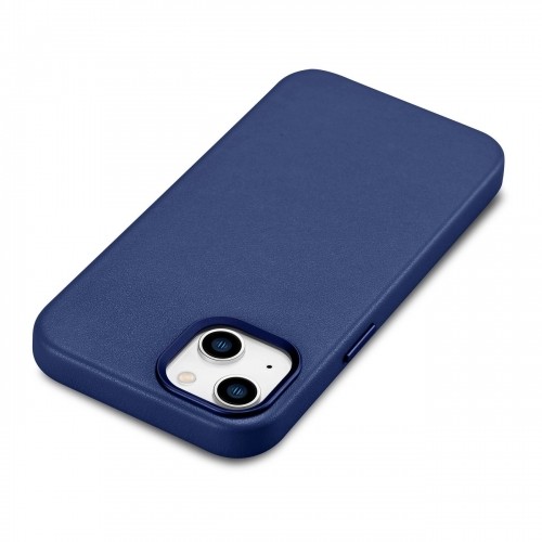 iCarer Case Leather cover for iPhone 14 case made of natural leather blue (WMI14220705-BU) (MagSafe compatible) image 1