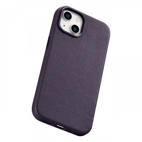 iCarer Case Leather Cover Case for iPhone 14 Dark Purple (WMI14220705-DP) (MagSafe Compatible) image 1