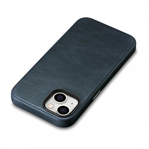 iCarer Oil Wax Premium Leather Case iPhone 14 Magnetic Leather Case with MagSafe Dark Blue (WMI14220701-BU) image 1