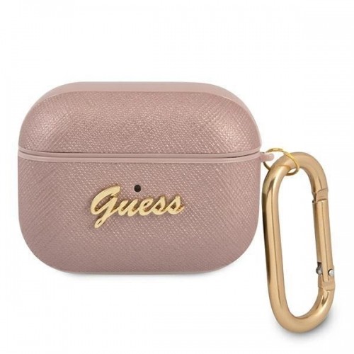 Guess GUAPSASMP AirPods Pro cover pink|pink Saffiano Script Metal Collection image 1