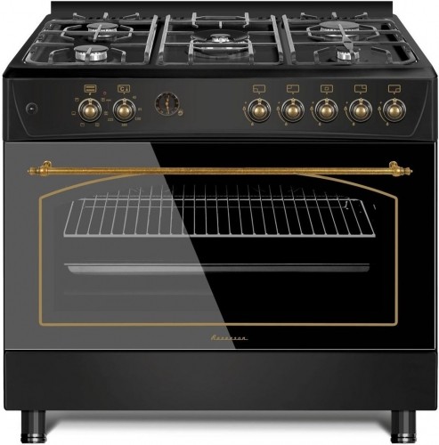 Ravanson KWGE-K90-6 TOP CHEF cooker Freestanding cooker Electric Gas Black image 1
