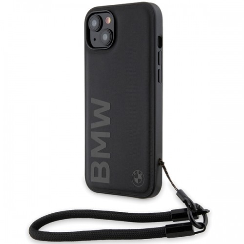 BMW BMHCP15M23RMRLK iPhone 15 Plus | 14 Plus 6.7" czarny|black hardcase Signature Leather Wordmark Cord image 1