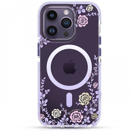 Kingxbar Flora Series magnetic case for iPhone 14 MagSafe decorated with peony flowers print image 1
