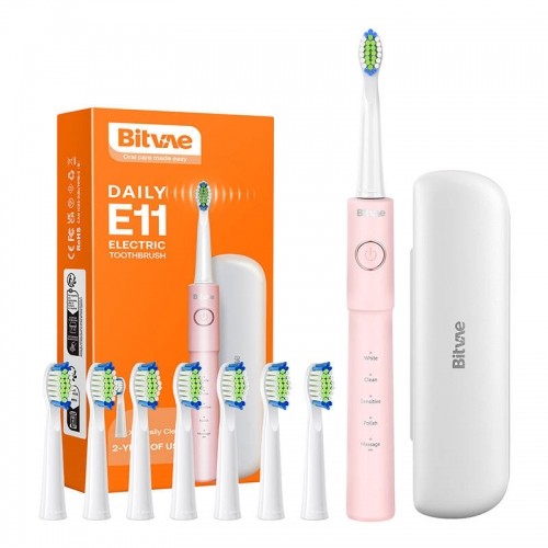Bitvae Sonic toothbrush with tips set and travel case BV E11 (Pink) image 1